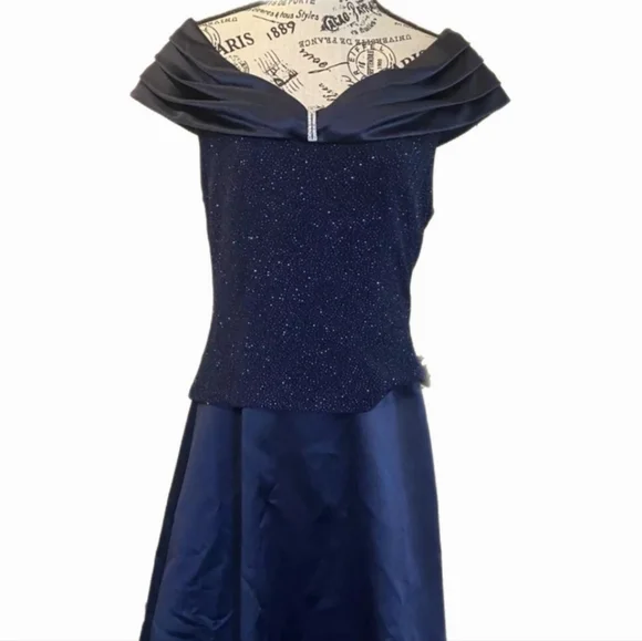 patra navy blue dress Patra Navy Beaded Gown, Size 16